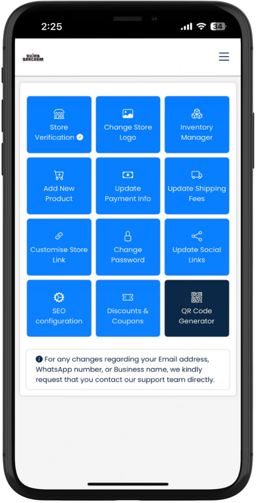 Backshop app interface